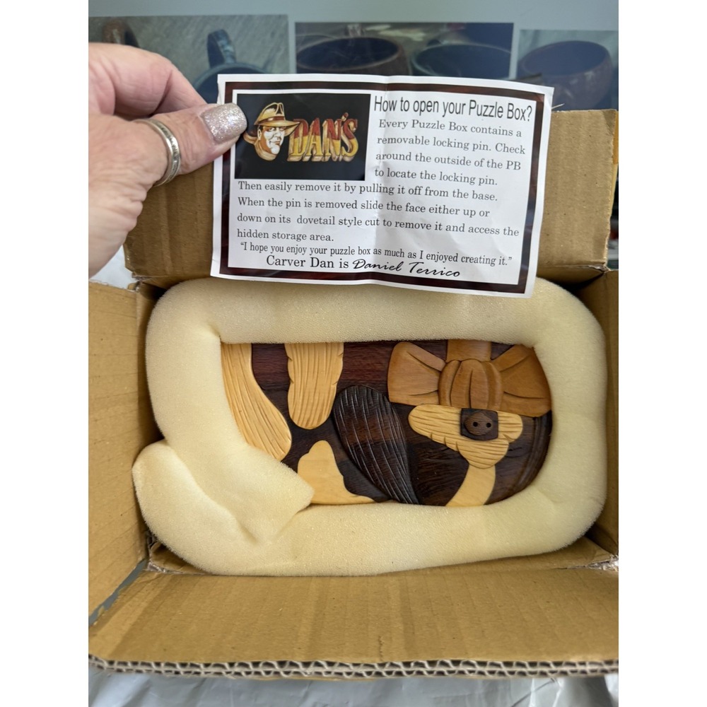 NEW NIB Daniel Phillip Terrico Wooden Pet Dog Puzzle Trinket Box 2M
